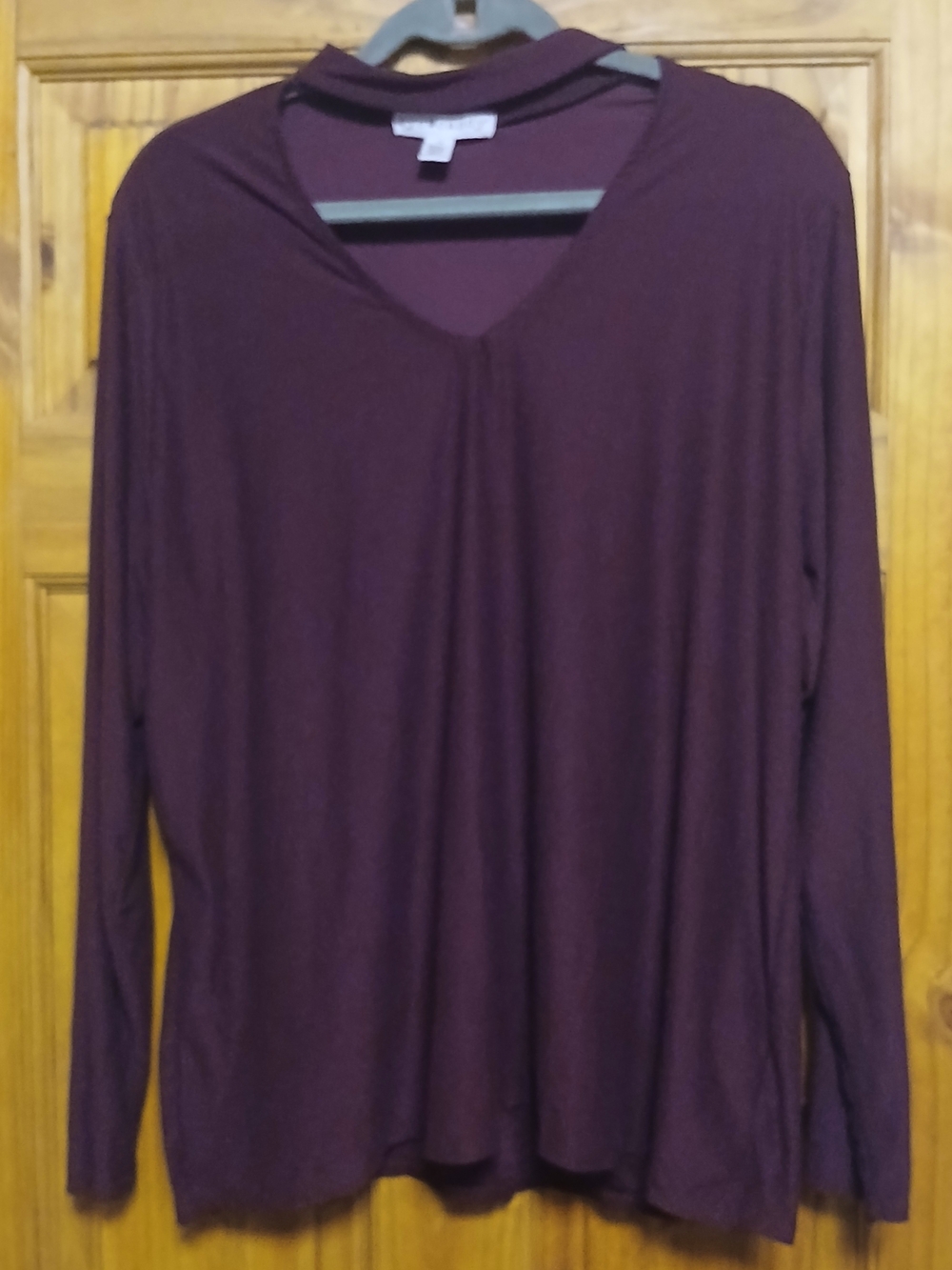 Women's Long-Sleeve V-Neck Top in Plum